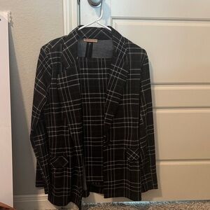 Elegant Black Checkered Women's Blazer